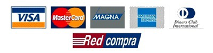 Visa, MasterCard, Magna, American Express, Diners Club, Redcompra